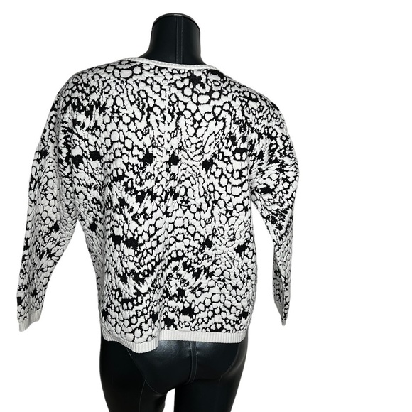 FRENCH CONNECTION Textured Long Sleeve Sweater Black White Women's S - Picture 4 of 12
